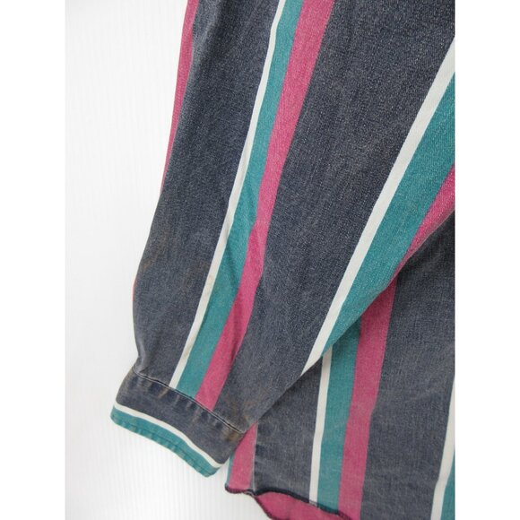 VINTAGE Wrangler Brushpopper Shirt XL Pink Western Striped Cowboy * - Picture 4 of 13
